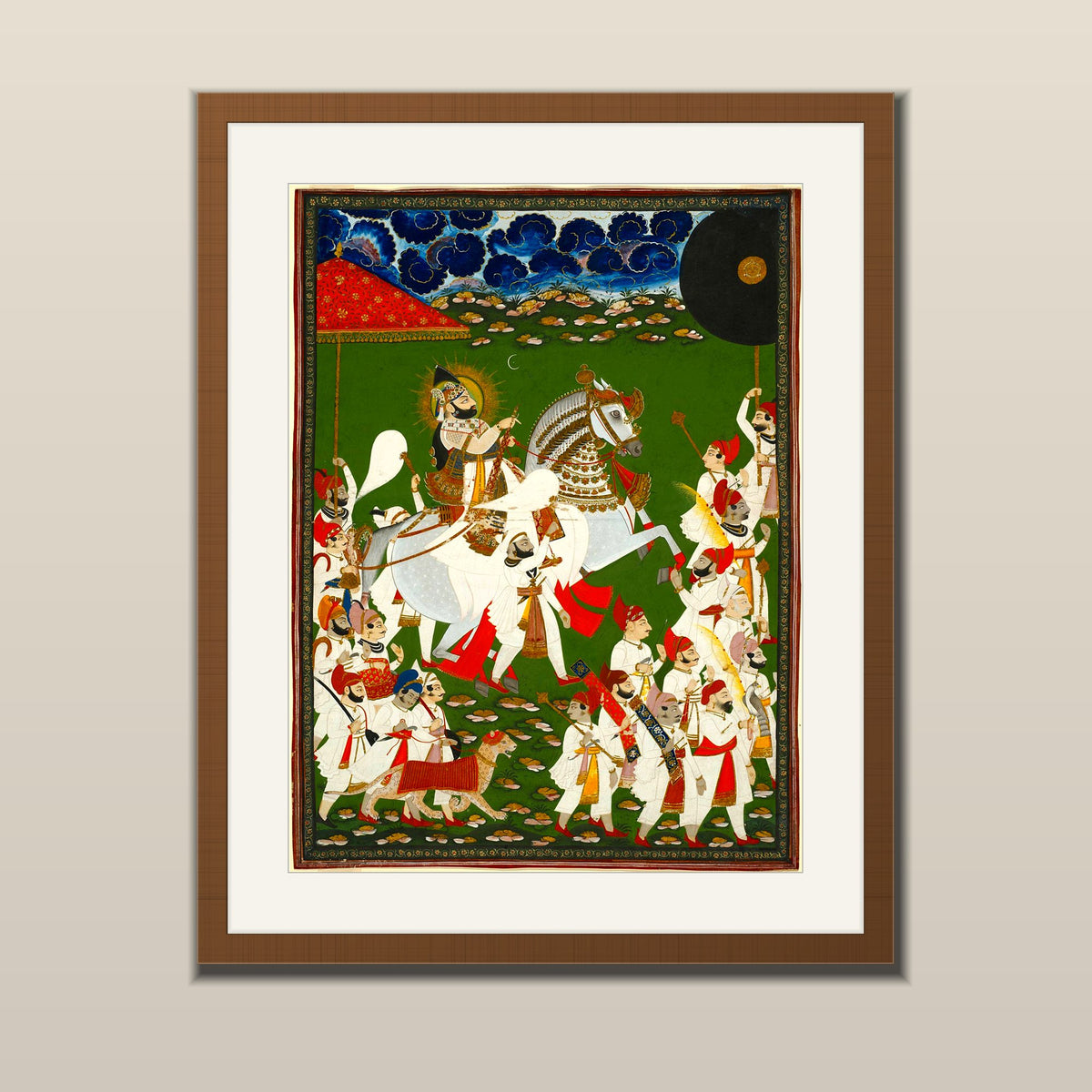 Royal Procession of the Maharaja art print in a wooden frame with white mount
