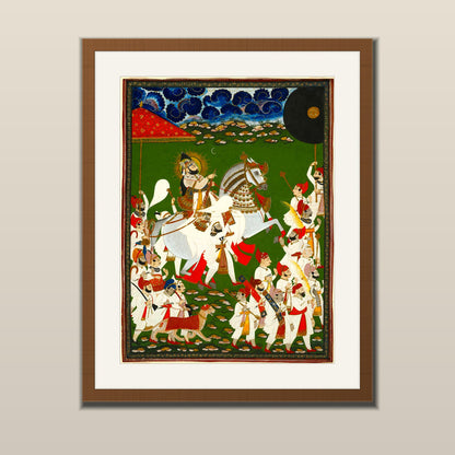 Royal Procession of the Maharaja art print in a wooden frame with white mount