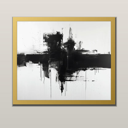 Shadow Horizon abstract art print in a gold metal frame
